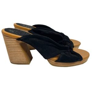 Kork Ease | Haya Knotted Suede Heels Chunky Block Heel Black Size 10